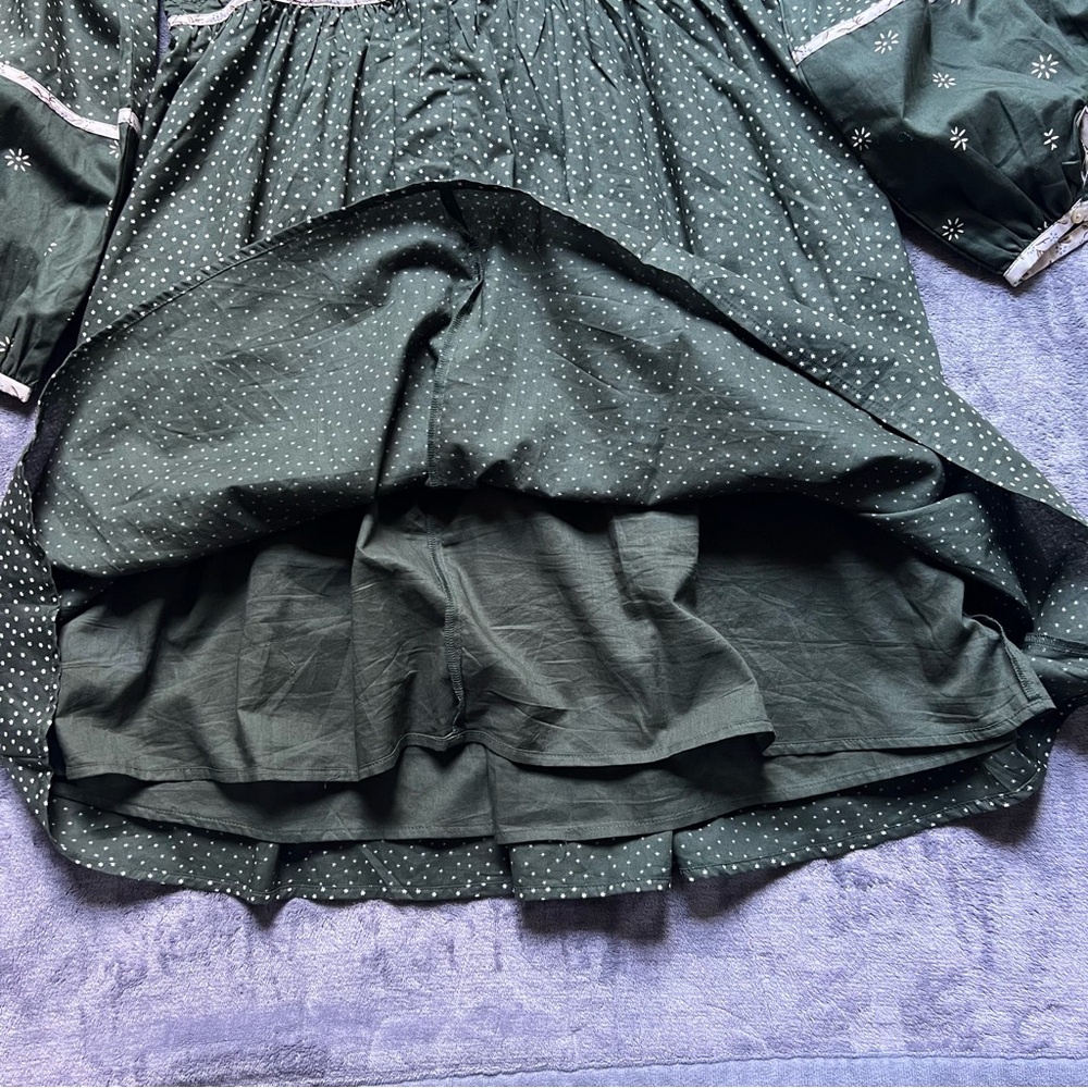 NEW Madewell Simi Patchwork Mini Dress Sz 2 Green White Boho Garden Puff Sleeve - Picture 13 of 16